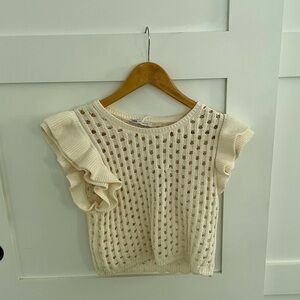 Zara Off-White Textured Knit Top